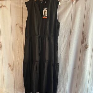 Lands' End Women's Lyocell Tiered Midi Black Dress Women's XXL NEW